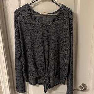 Pink Republic Charcoal and Light Gray Long Sleeve Top